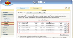 Portfreigaben AVM Fritz.Box als Firewall Router