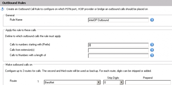 InterOP Outbound InterOP Verbindung von 3CX und proprietären PBX Systemen