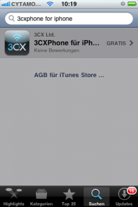 Foto Konfiguration des 3CX Phone für iPhone