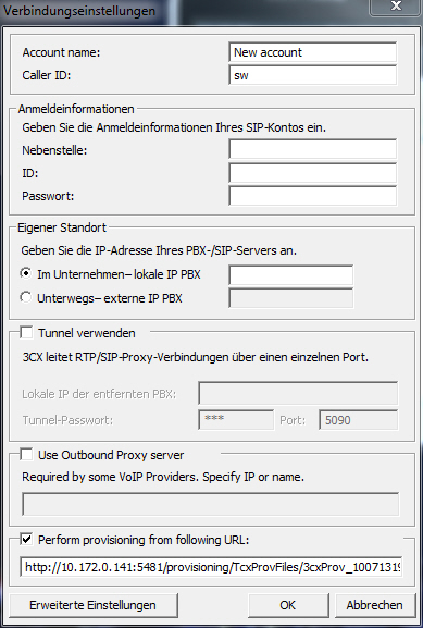 ProvLink3CXPhone Konfiguration des 3CX Phone für Windows