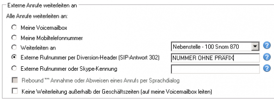 Präfix Weiterleitungen
