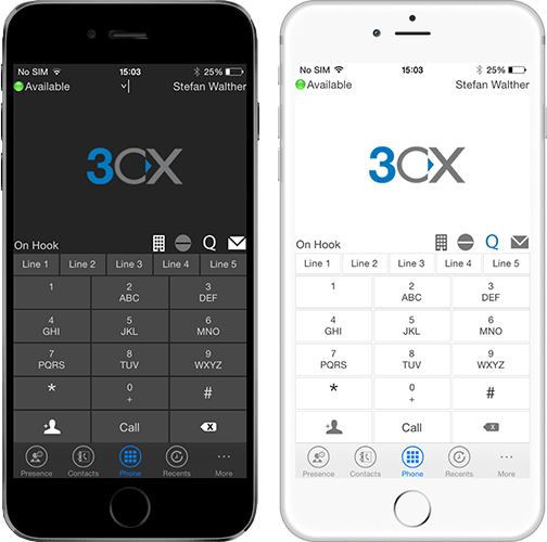 New UI 3CXPhone for iPhone black&white