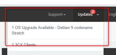 Update auf Debian 9 über die Verwaltungskonsole