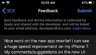 Senden Sie uns Ihr Feedback direkt über die neue iOS Beta Oebrfläche