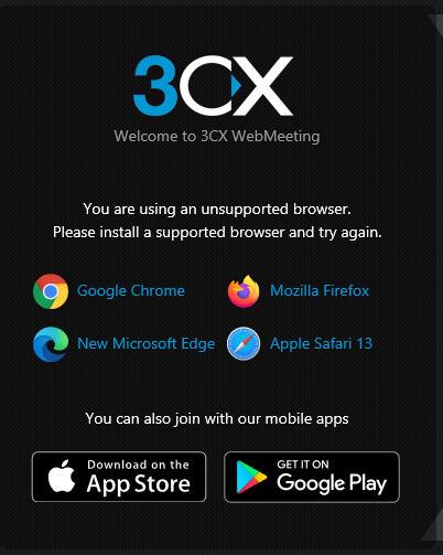 3CX WebMeeting - Browseroptionen