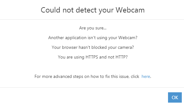 3CX Apps Fehlerbehebung - WebMeeting Webcam-Warnung