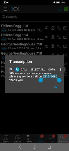 Mehr Optionen für Voicemail-Transkriptionen