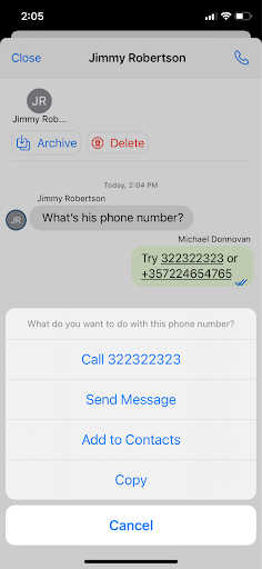 Verwalten Sie Rufnummern aus Chats