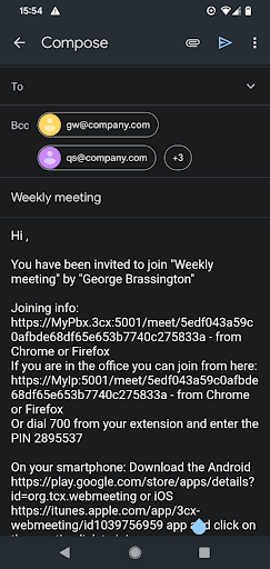 Simpler Versand von Meeting-Einladungen