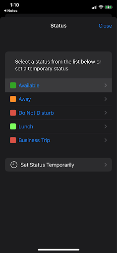 Statusanzeige der neuen iOS App