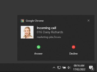 eingehender Anruf PUSH für eingehende Anrufe auch bei geschlossenem Webclient