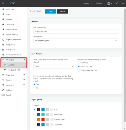 Messaging Livechat Personalisieren Sie Ihren Livechat per Verwaltungskonsole