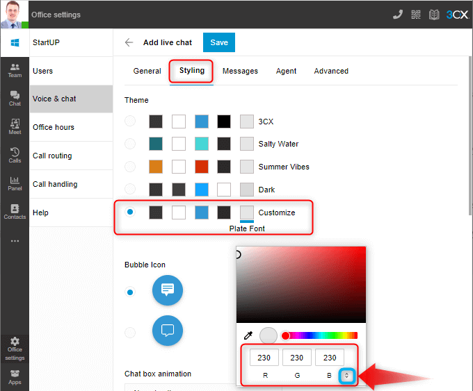 Anpassbares Chat-Design 3CX Webclient - Livechat-Design anpassen