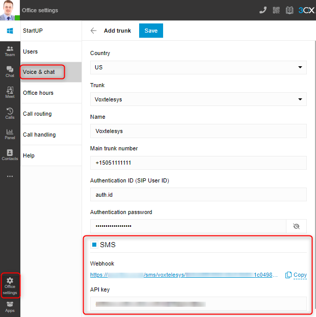 Einrichtung von SMS direkt via SIP-Trunk