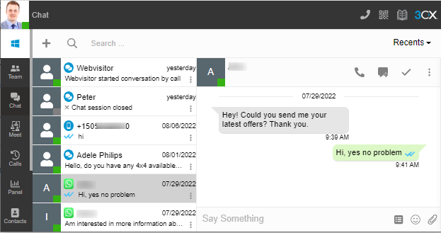 Beantwortung von WhatsApp und SMS als Team