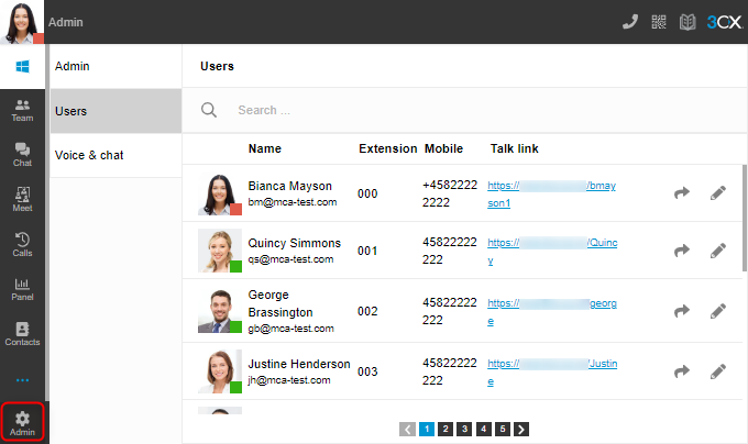 Webclient – Einstellungen 3CX Webclient - Einstellungen