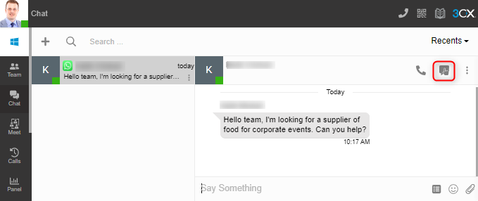 Chat – Ownership 3CX Webclient - Übernehmen Sie die Verantwortung für den Chat
