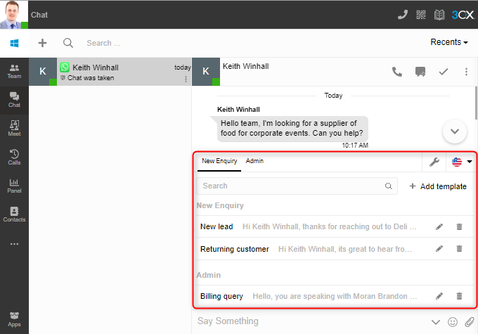 quick-response-new-enquiry 3CX Webclient - Schnellantworten für neue Anfragen