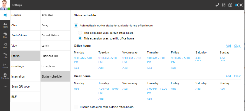 simple Einrichtung von Arbeitszeiten je Mitarbeiter per Status-Planer im Webclient