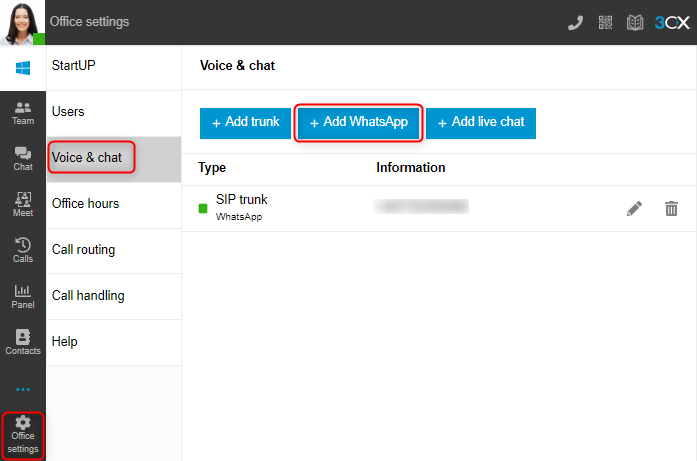 Webclient mit WhatsApp simple Einrichtung der WhatsApp-API for WhatsApp Business mit 3CX