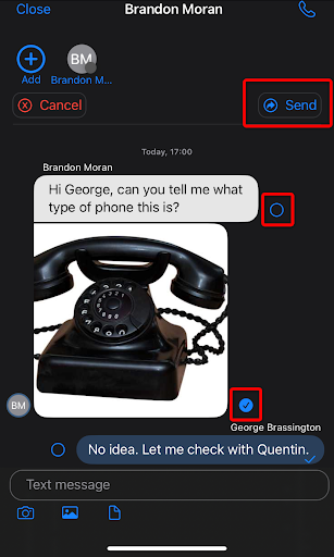 Wählen Sie Texte und Bilder aus, welche Sie per Android Chat weiterleiten möchten