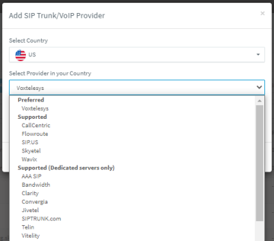 Hinzufügen eines SIP-Trunk/VoIP-Anbieters