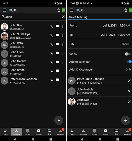 CRM-Suche in der Android App CRM-Suche in der Android App