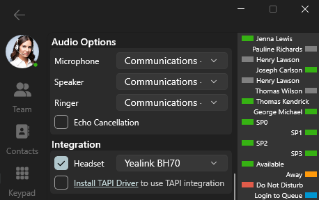 Unterstützung für Yealink-Headsets