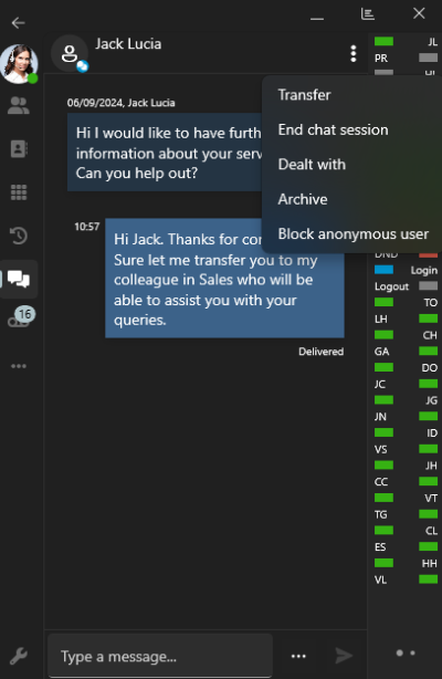 Chat Transfer Chat Transfer