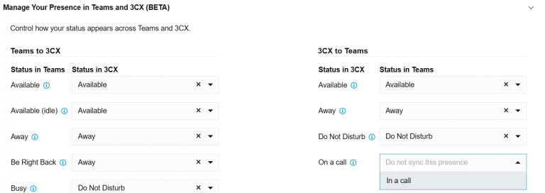 3CX Teams Status synchronisieren Status synchronisieren mit 3CX und Teams