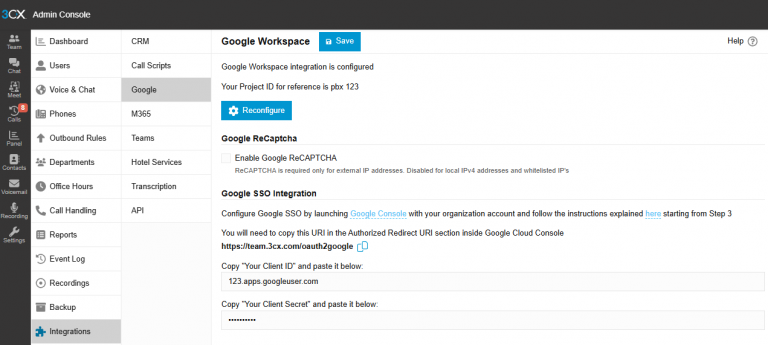Google Workspace Integrationseinstellungen Google Workspace Integrationseinstellungen