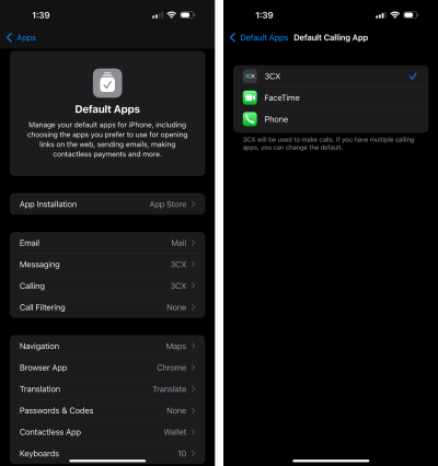 3CX als Standard Anruf- und Messaging App setzen