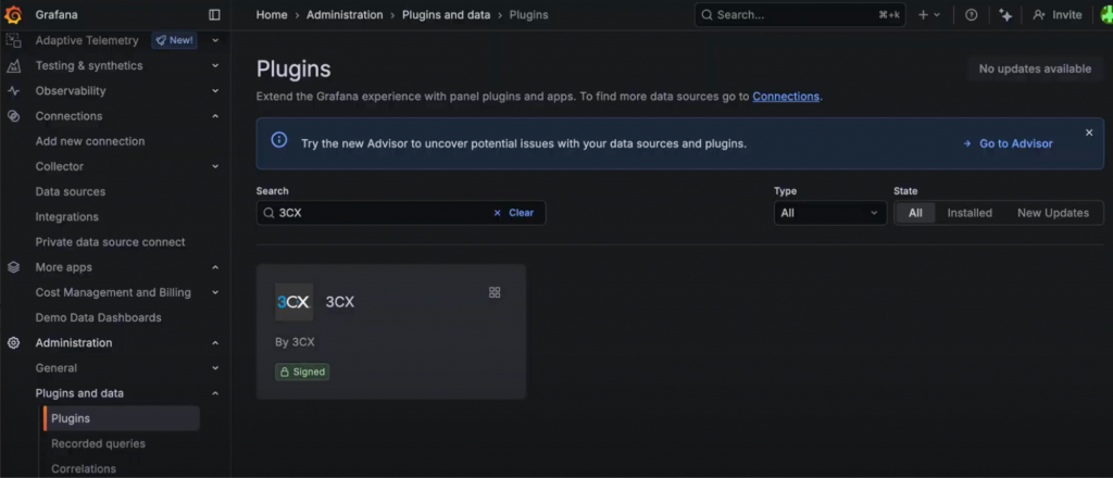 Erste Schritte mit dem 3CX App-Plugin für Grafana Erste Schritte mit dem 3CX App-Plugin für Grafana