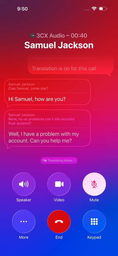 3CX-Anrufe mit Apple Intelligence übersetzen